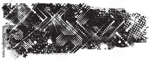 Glitch distorted grange shape . Noise grungy logo . Trendy defect error shapes . Glitched frame .Grunge textured . Distressed effect .Vector shapes