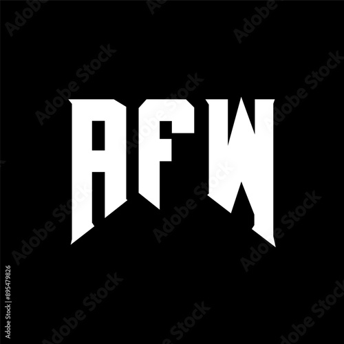 AFW letter logo design for technology company. AFW logo design black and white color combination. AFW logo, AFW vector, AFW design, AFW icon, AFW alphabet. AFW typography logo design. photo