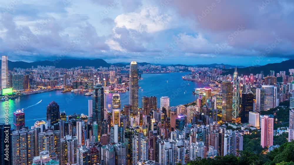 Time lapse of Traffic at night in Hong Kong.