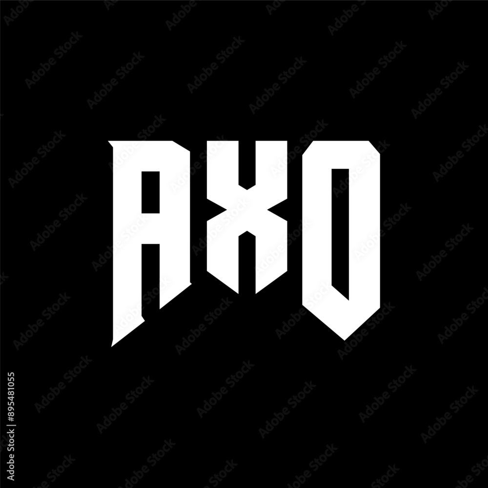 Obraz premium AXO letter logo design for technology company. AXO logo design black and white color combination. AXO logo, AXO vector, AXO design, AXO icon, AXO alphabet. AXO typography logo design.