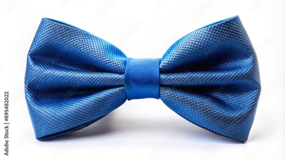 Stylish blue bow tie standing upright on a clean white background, perfectly isolated with crisp edges and transparent surroundings. Stylish blue bow tie standing upright on a clean white background, perfectly isolated with crisp edges and transparent surroundings.