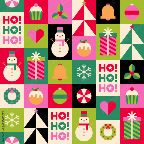 Geometric elements with rectangle pattern design for christmas and new year celebration