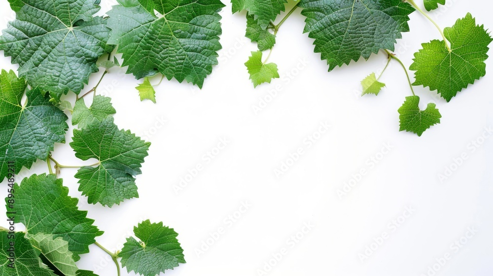 Grape Leaves Frame against White Background Grape Leaves Frame against White Background