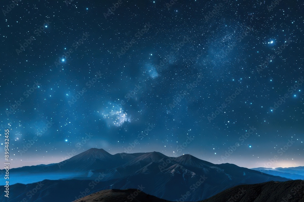 Stunning night sky over majestic mountains, filled with stars and ethereal beauty, perfect for nature and landscape enthusiasts. Stunning night sky over majestic mountains, filled with stars and ethereal beauty, perfect for nature and landscape enthusiasts.