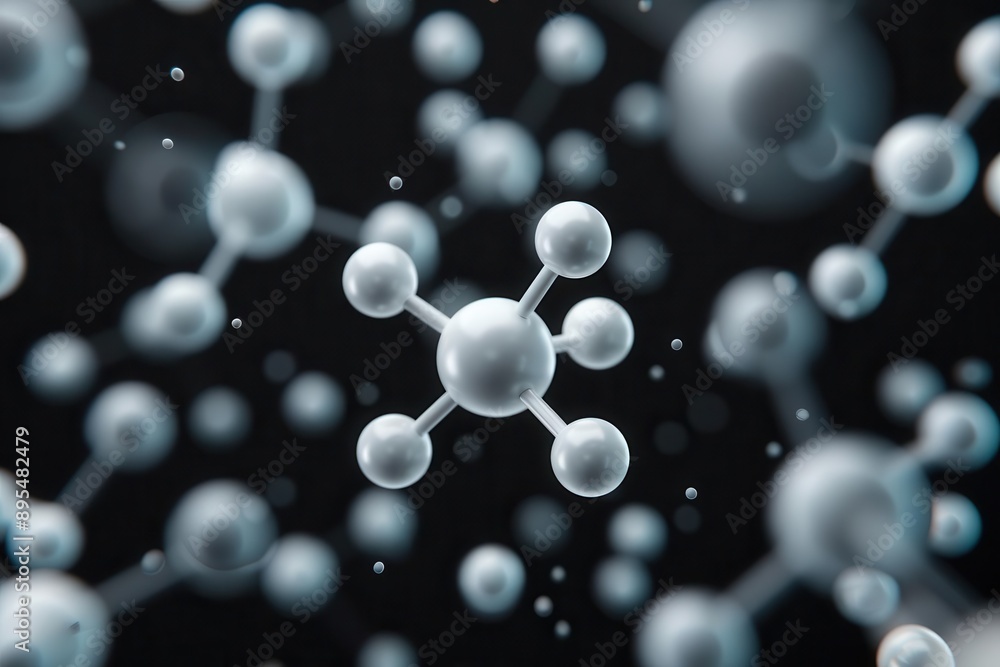 Detailed molecular structure on a dark background demonstrating the beauty of chemistry and science in a visually captivating manner. Detailed molecular structure on a dark background demonstrating the beauty of chemistry and science in a visually captivating manner.