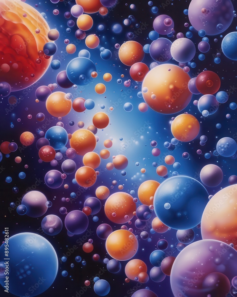 Vibrant celestial scene featuring a dynamic arrangement of colorful spheres, evoking a sense of cosmic wonder and exploration. Vibrant celestial scene featuring a dynamic arrangement of colorful spheres, evoking a sense of cosmic wonder and exploration.
