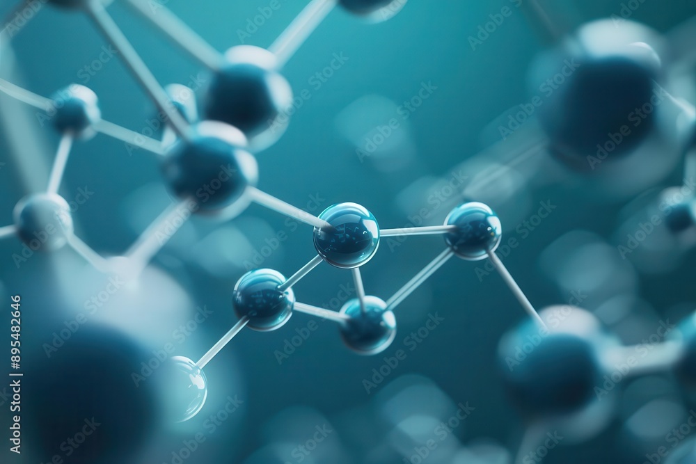 Abstract molecular structure showcasing scientific concepts and connections in a vibrant blue hue. Abstract molecular structure showcasing scientific concepts and connections in a vibrant blue hue.