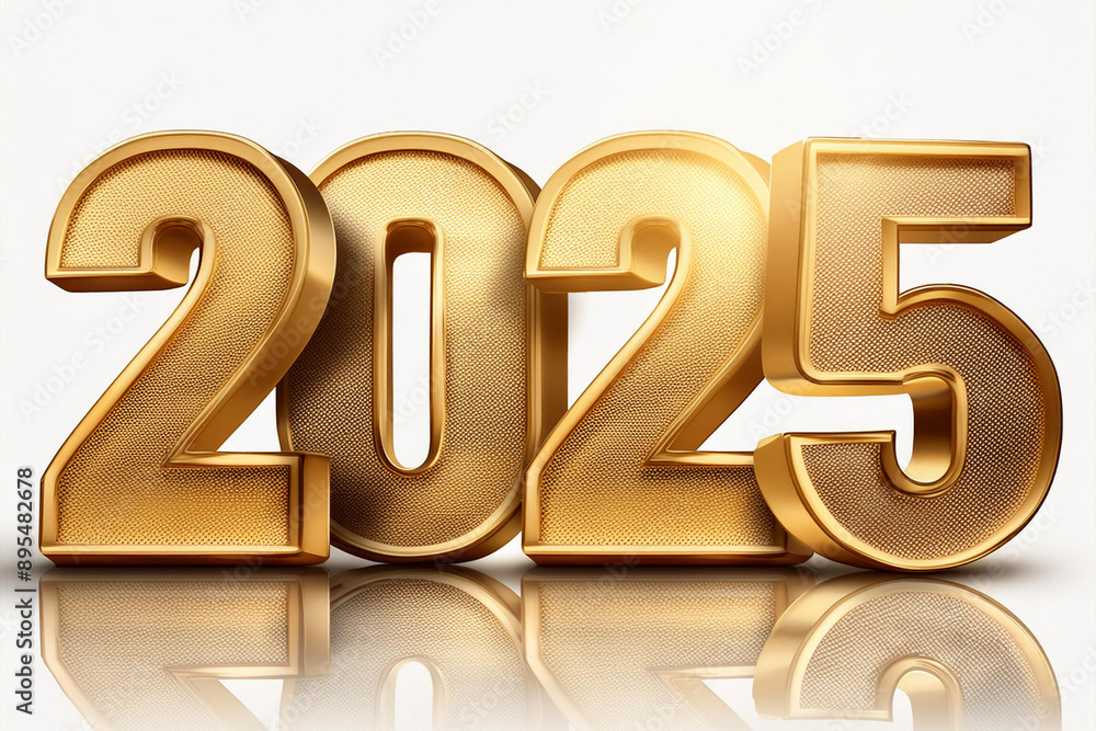 isolated 2025 shining golden on isolated white happy new year background isolated 2025 shining golden on isolated white happy new year background