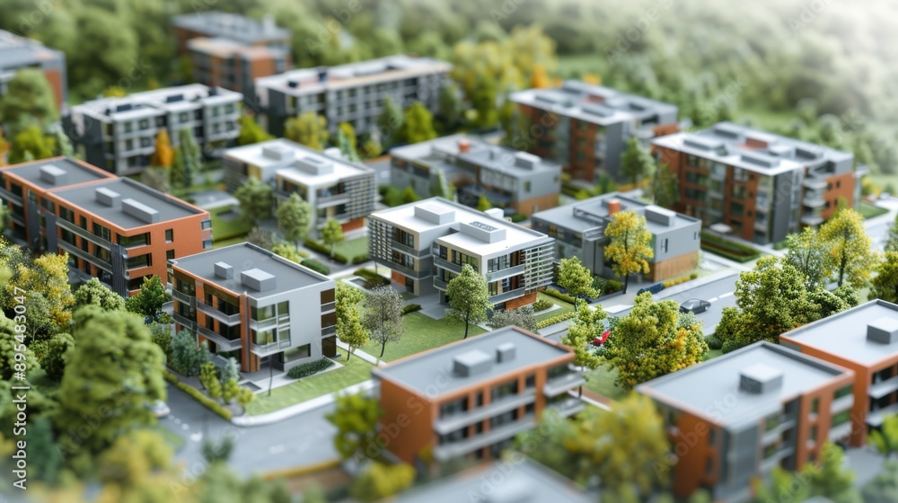Fototapeta premium Real Estate Development: Creating new buildings or renovating existing structures for residential, commercial, or industrial use, involving land acquisition, financing, and construction.