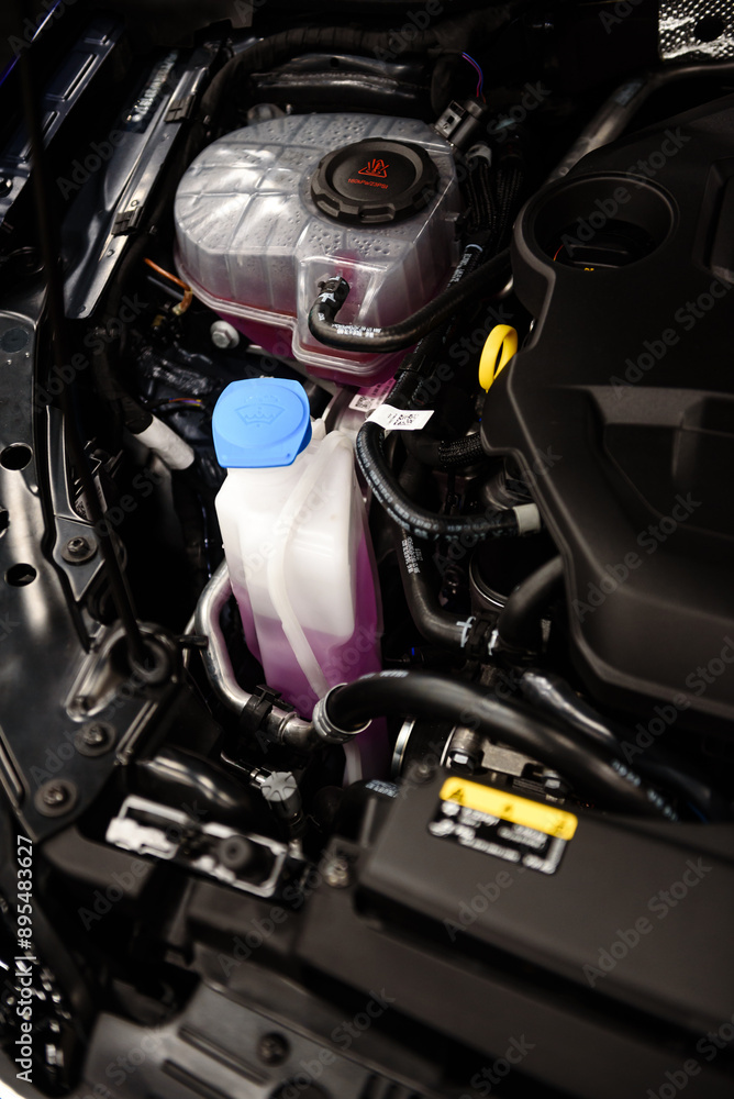 Fototapeta premium Modern Car Engine Bay Close-Up