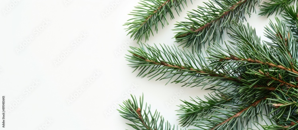 Pine Leaves Frame with White Background Pine Leaves Frame with White Background