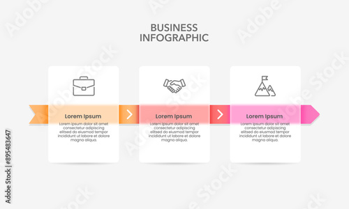 Business infographic 3 process or options to success. Annual report, Business presentation, Planning and Workflow. Vector illustration.