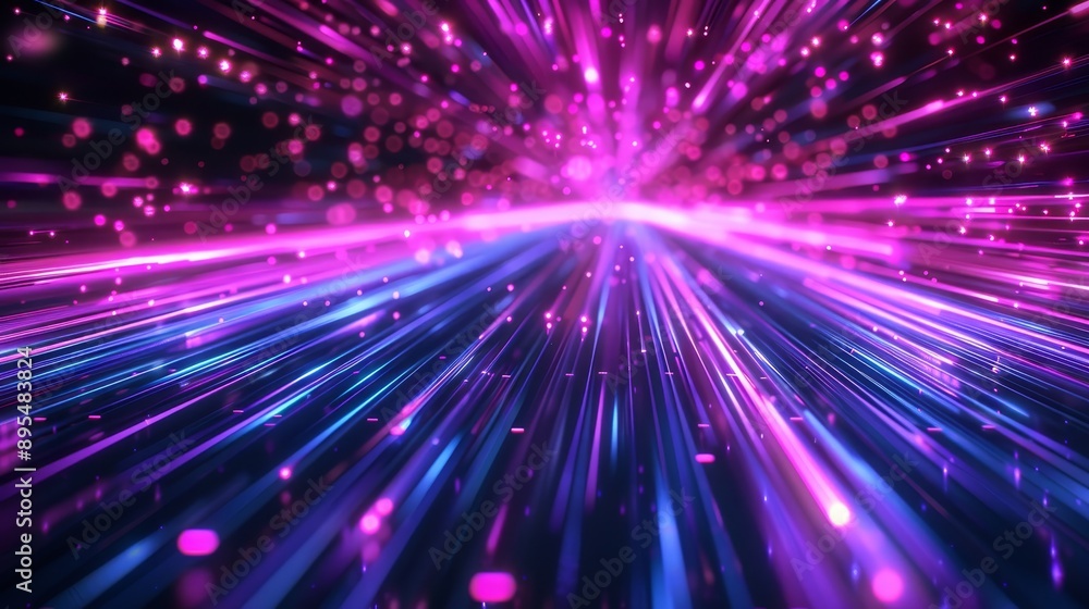 Naklejka premium Abstract background with pink and blue light streaks creating a dynamic technology effect