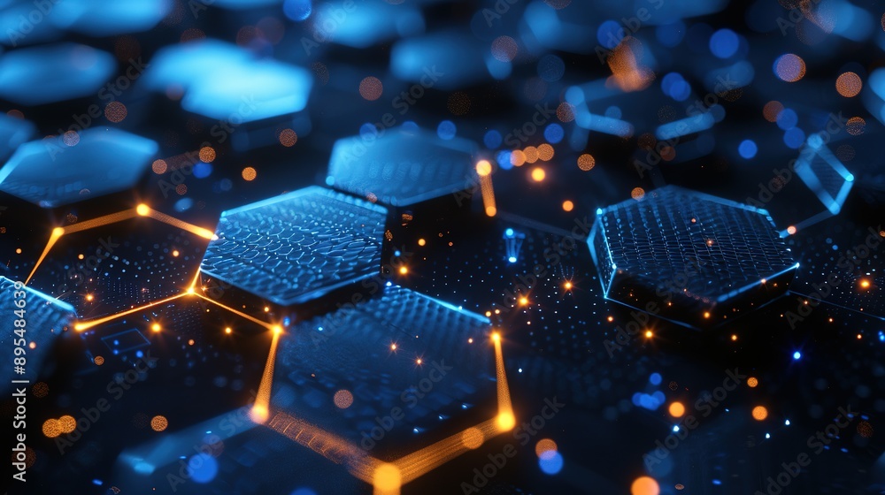 Scientific Connectivity: Abstract Hexagons Background in Digital Style Scientific Connectivity: Abstract Hexagons Background in Digital Style
