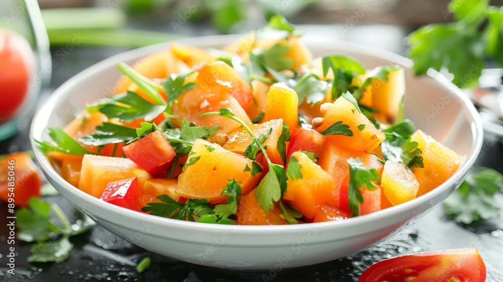 The national cuisine of Thailand. Thai melon salad with coriander. The national cuisine of Thailand. Thai melon salad with coriander.