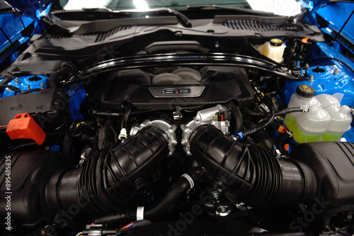 Modern Car Engine Bay Close-Up photo