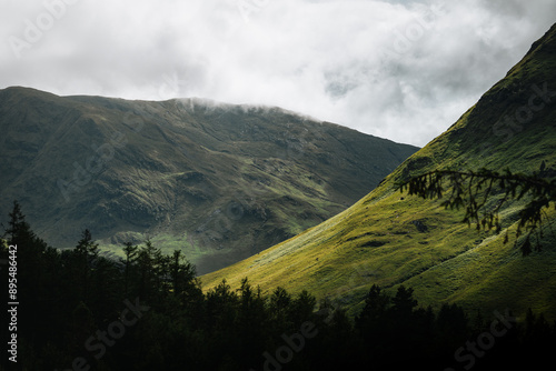 mountains with clouds