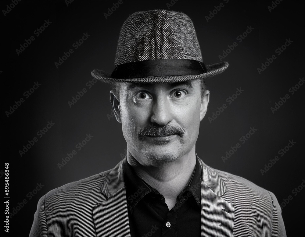 Classic Film Noir Man Headshot Portrait with Timeless Elegance Classic Film Noir Man Headshot Portrait with Timeless Elegance