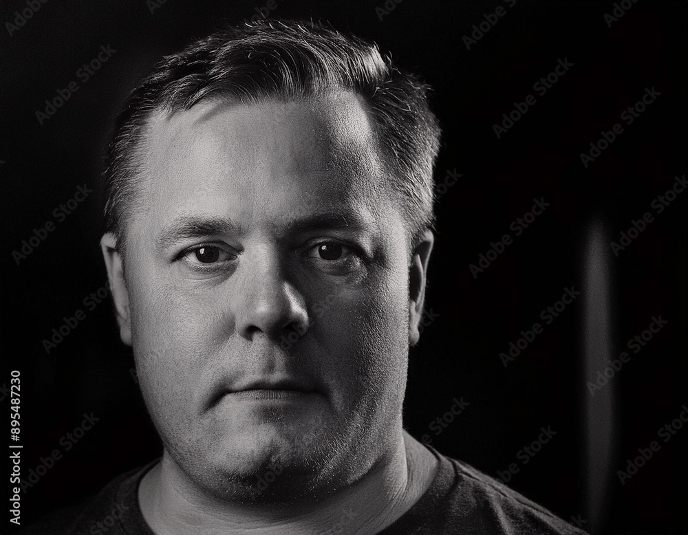 Classic Film Noir Man Headshot Portrait with Timeless Elegance Classic Film Noir Man Headshot Portrait with Timeless Elegance