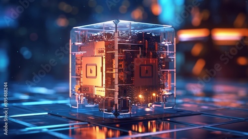 Transparent Cube with Circuitry