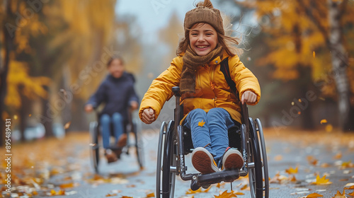 Children happy in wheelchairs