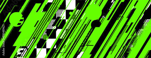 abstract green racing background with checkboard and lines