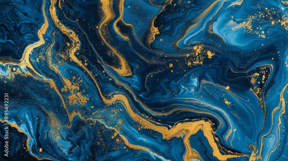This abstract background features swirling blue and gold marble patterns, symbolizing elegance, luxury, fluidity, dynamism, and creativity. This abstract background features swirling blue and gold marble patterns, symbolizing elegance, luxury, fluidity, dynamism, and creativity.