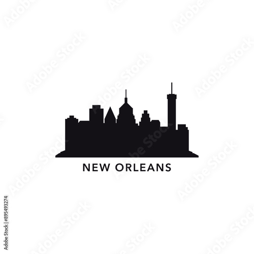 New Orleans USA city skyline, horizon logo. Panorama, US Louisiana state icon, abstract landmarks, skyscraper, buildings. United States of America isolated graphic, vector clipart
