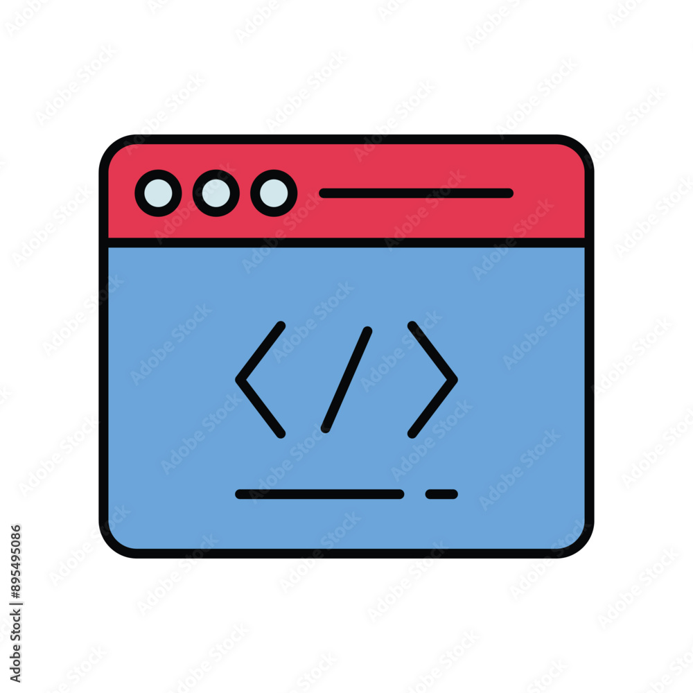 web programming color line icon with white background vector stock illustration web programming color line icon with white background vector stock illustration