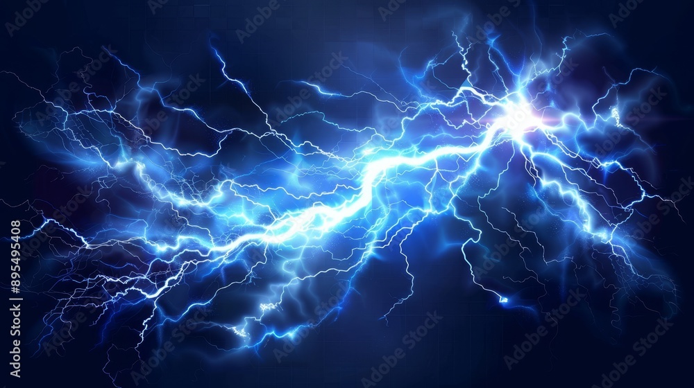 A vibrant blue lightning bolt streaks across a dark background, symbolizing energy, power, nature, electricity, and force. A vibrant blue lightning bolt streaks across a dark background, symbolizing energy, power, nature, electricity, and force.