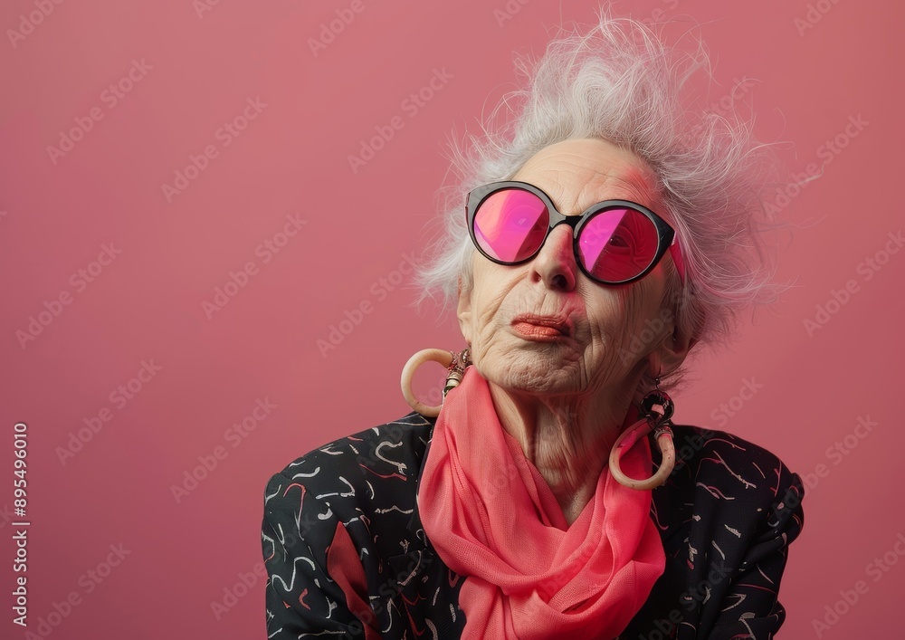 Stylish Elderly Woman with Sunglasses Stylish Elderly Woman with Sunglasses