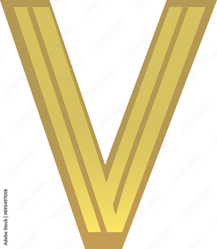 Golden line alphabet letter V Golden line alphabet letter V