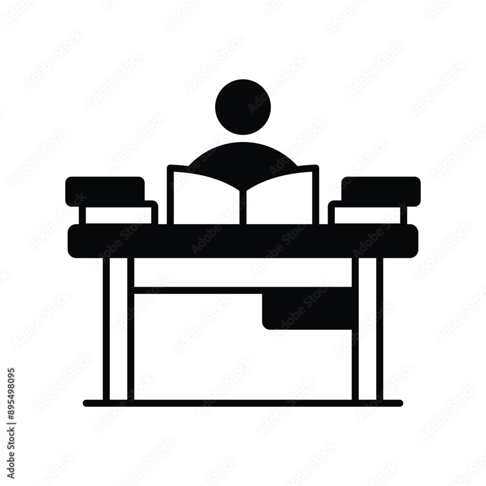 study glyph icon with white background vector stock illustration study glyph icon with white background vector stock illustration