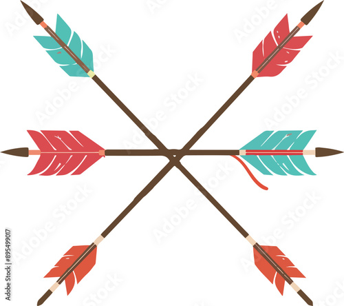 Crossed Arrows with Red and Blue Fletching
