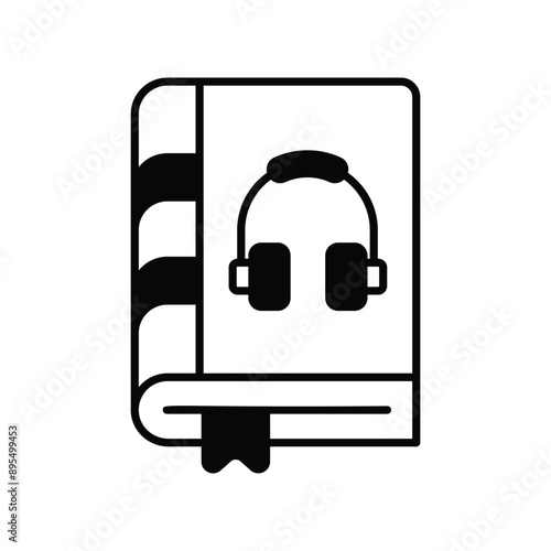 audio book glyph icon with white background vector stock illustration