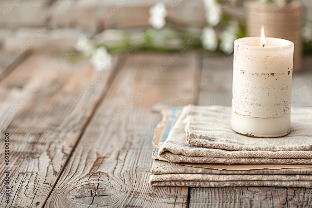 Flickering candle beside a stack of antique photographs. Flickering candle beside a stack of antique photographs.