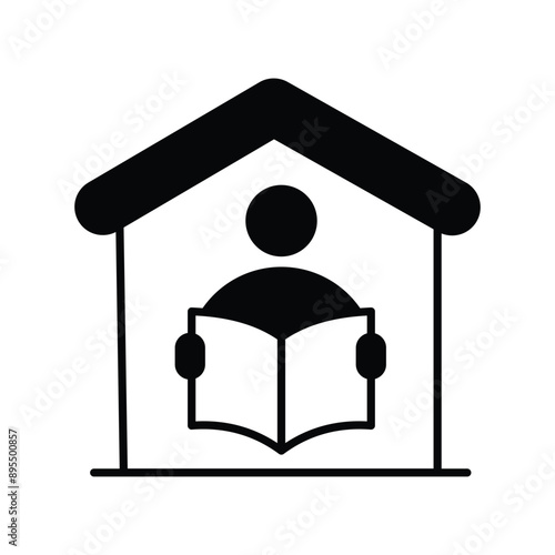 home schooling glyph icon with white background vector stock illustration