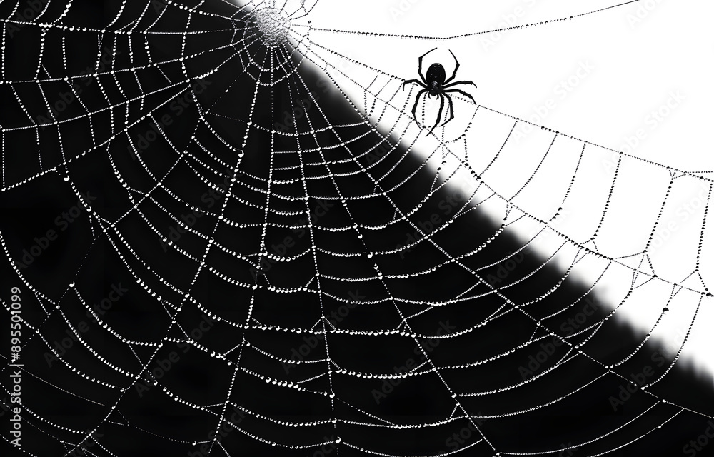 Obraz premium Spider web black with transparent background