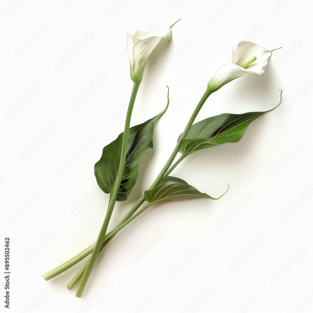Fototapeta premium 3D Arum Lily Flowers on White Background