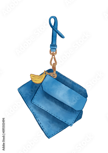 Blue Leather Pouch Illustration