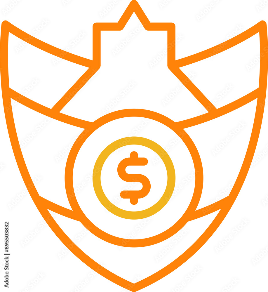 Shield and Dollar Sign Icon Line Art Shield and Dollar Sign Icon Line Art