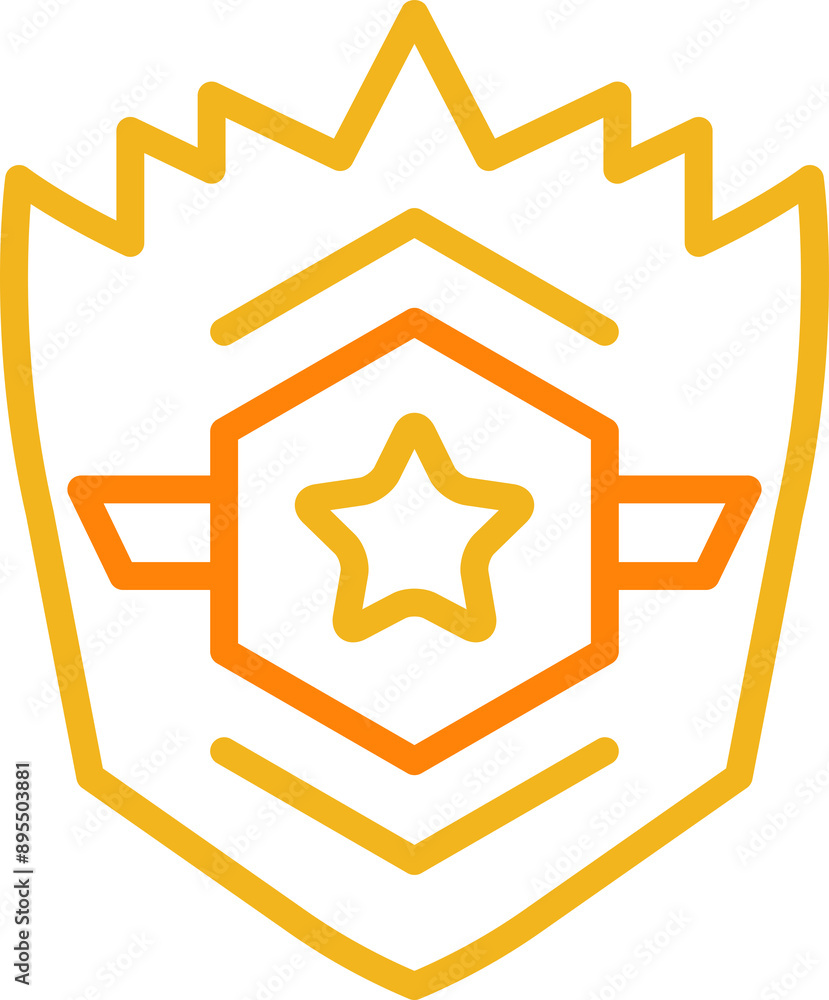 Star Shield Badge Icon Line Art