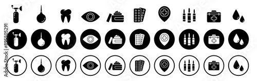 Medicine and Health icon.  Medical care service symbol collection. Vector illustration.