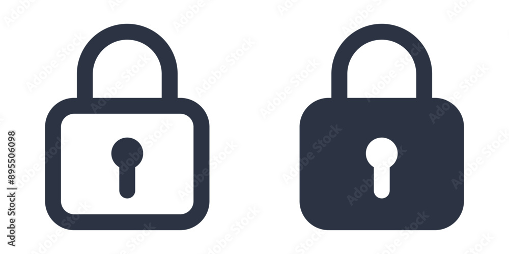 Lock or closed padlock icons set designed in filled, outline, line and stroke style Lock or closed padlock icons set designed in filled, outline, line and stroke style