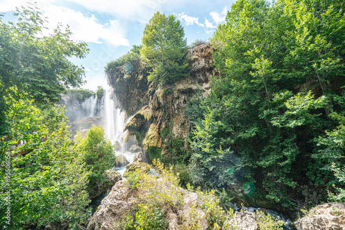 The scenic views of Yerköprü Waterfall located on the Göksu River in the Hadim District of Konya with a magnificent beauty that can enchant everyone with its unique natural beauty. photo