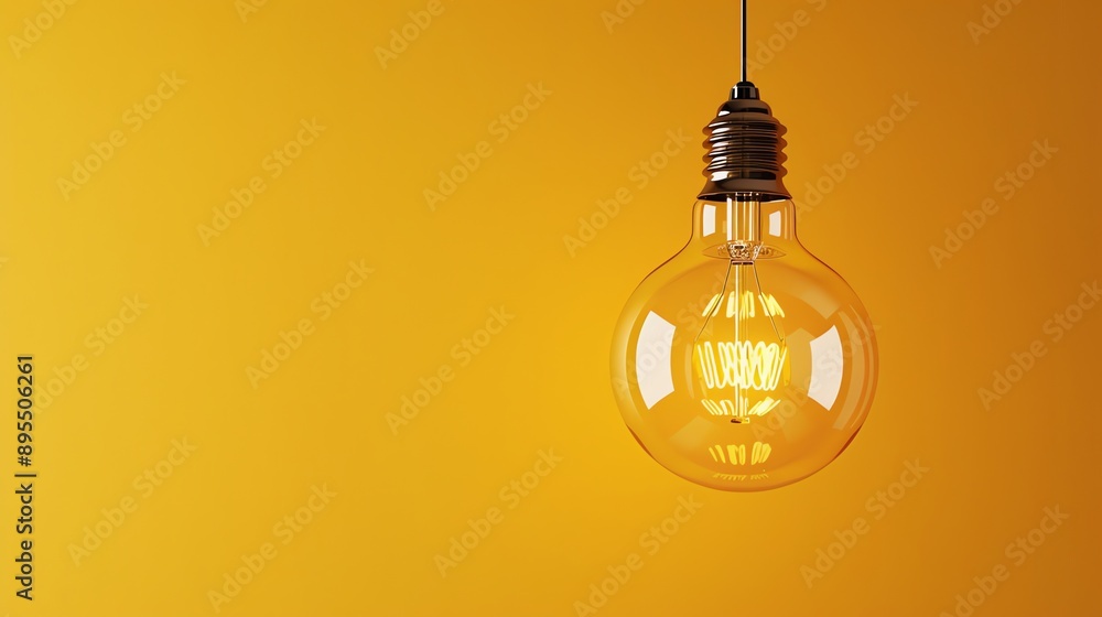 Obraz premium Light Bulb on Yellow Background.