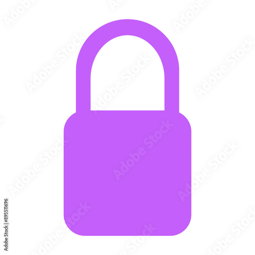 Purple Lock Icon Isolated on White