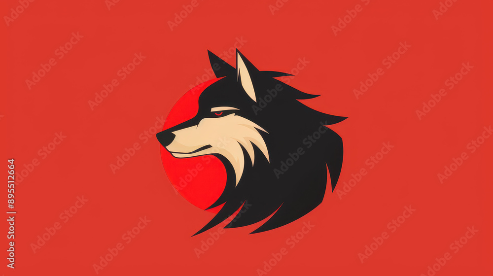 Obraz premium A fierce and bold direwolf tattoo design, perfect for a logo or emblem that embodies strength and loyalty. Eyecatching and unique.