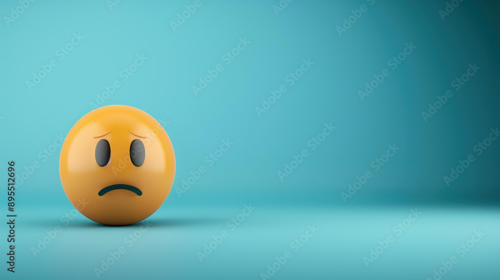 Experience the essence of disappointment with this threedimensional emoticon, showcasing a despondent face on a clean background. Experience the essence of disappointment with this threedimensional emoticon, showcasing a despondent face on a clean background.