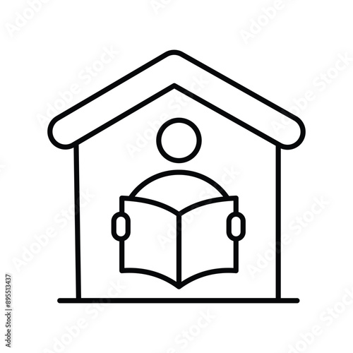 home schooling line icon with white background vector stock illustration